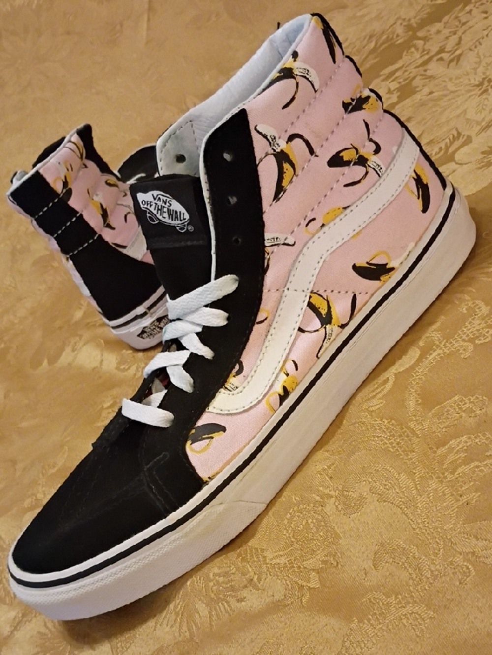 VANS Sk8-Hi  Pink Banana Print High-Top Sneakers Women's 10.0 Men's 8.5